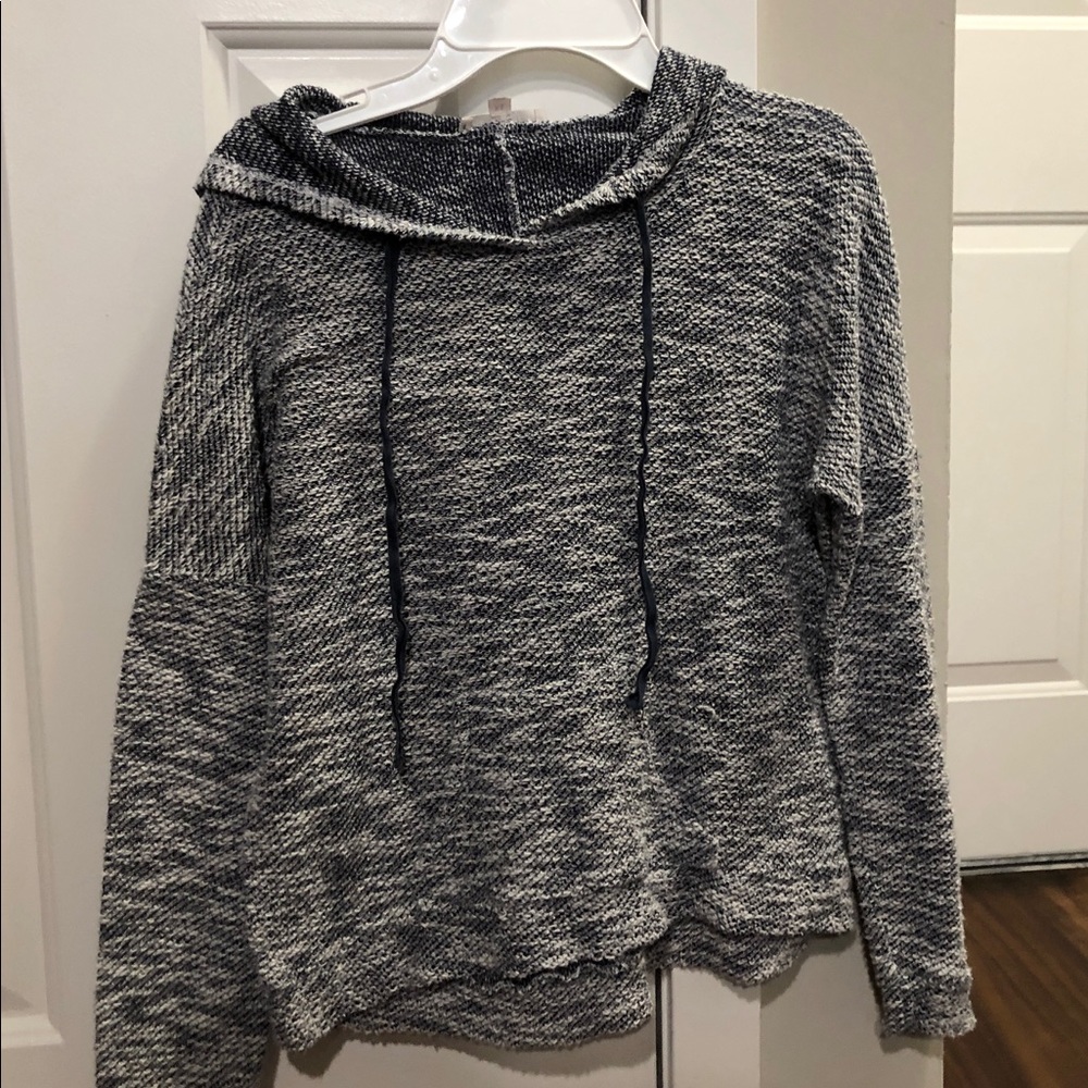 Blue and White Cropped Sweatshirt